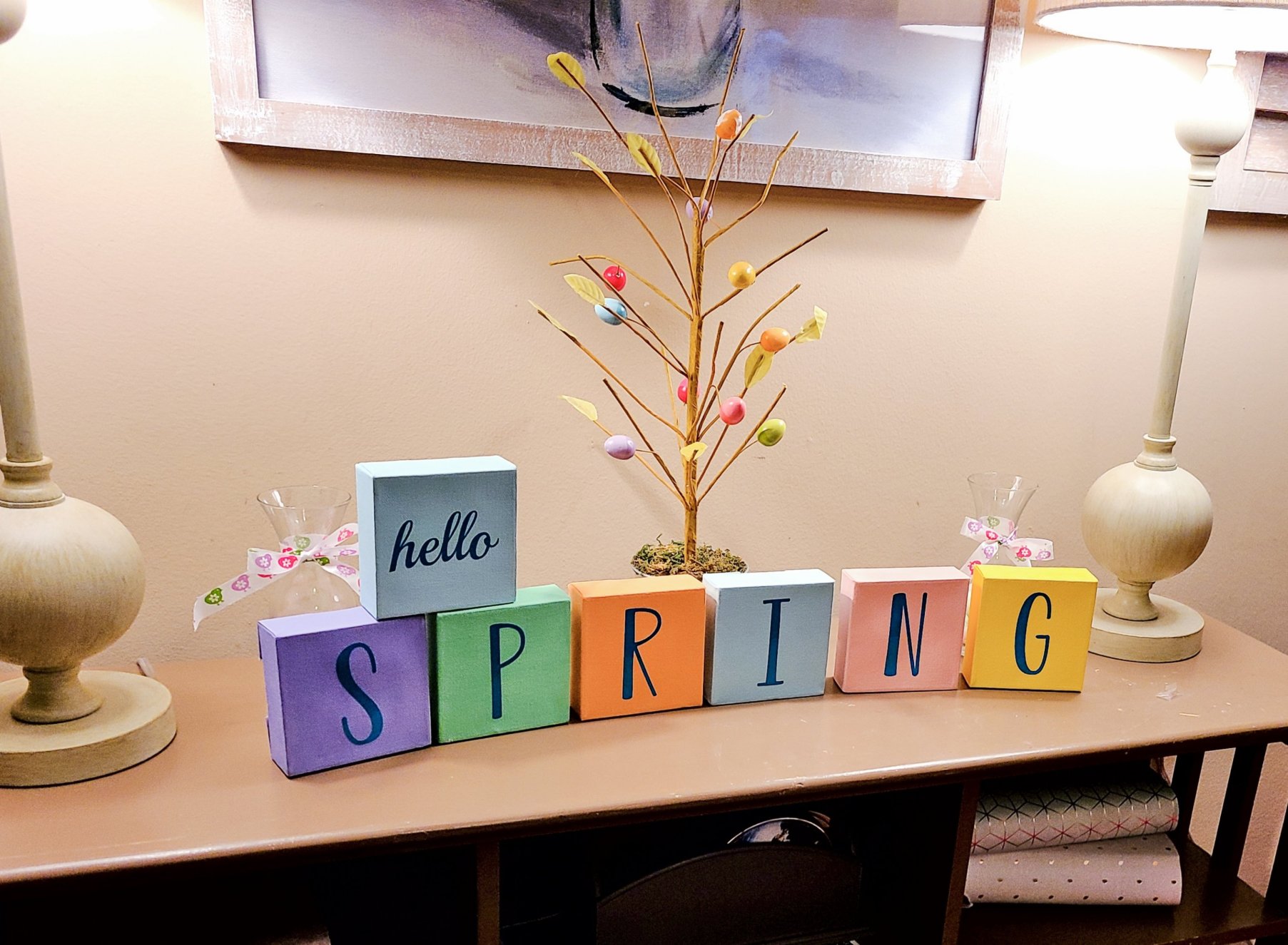 Spring Decor Set from Canvas Blocks Tutorial - Life as a LEO Wife