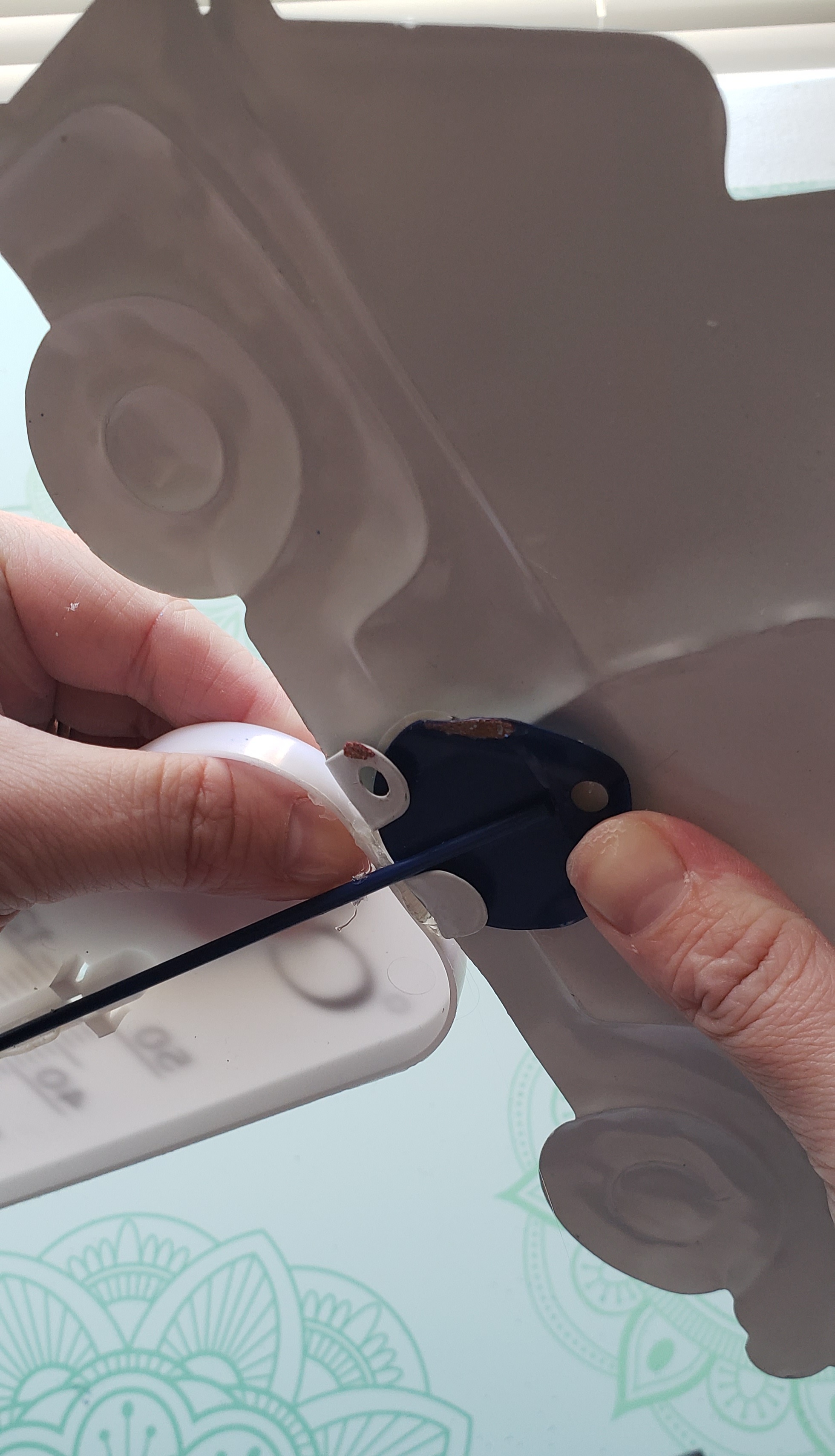 Sit truck on top of hot glue for red, white, and blue outdoor decoration.