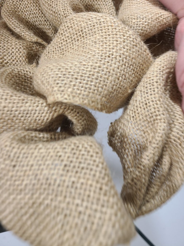 Making a burlap bubble to attach to the upper section of the burlap witch hat wreath form