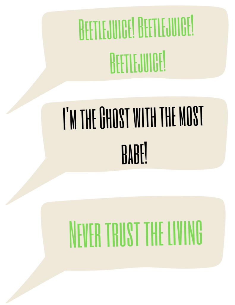 Beetlejuice free printables: photobooth quote bubble props.