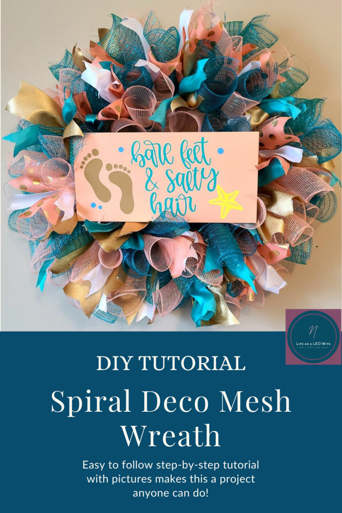 Spiral deco mesh wreath blog graphic.