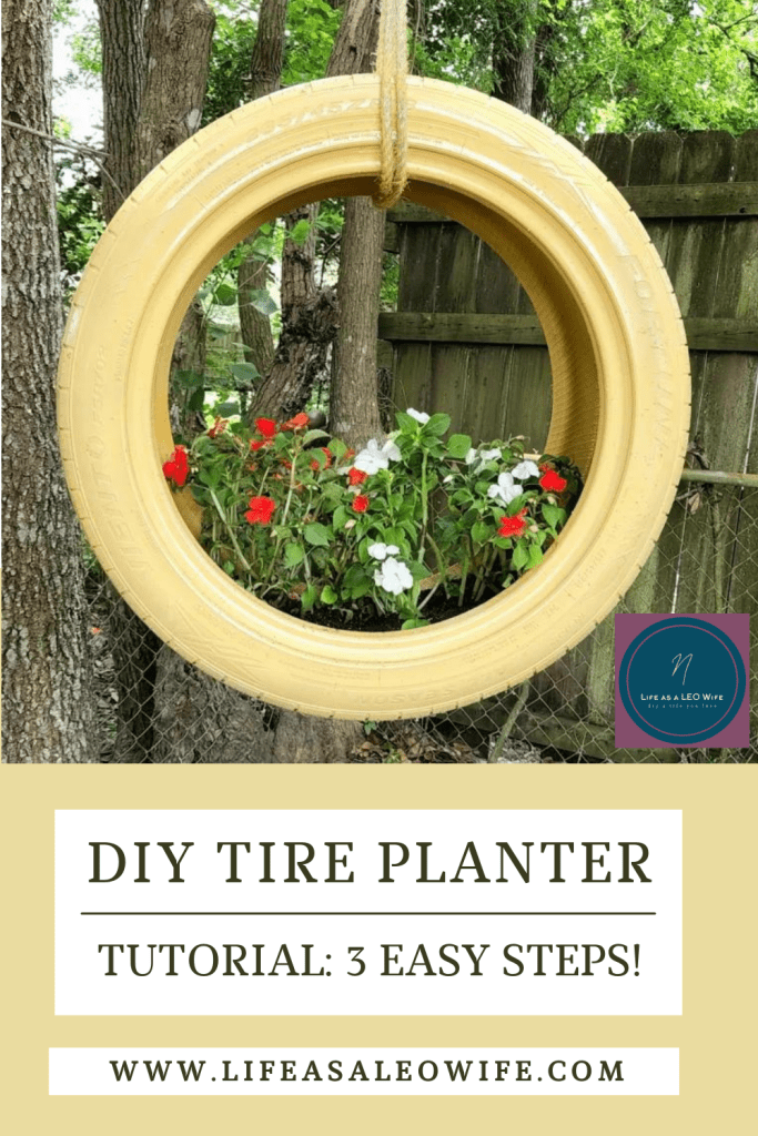 DIY Tire Planter Pinterest pinnable image