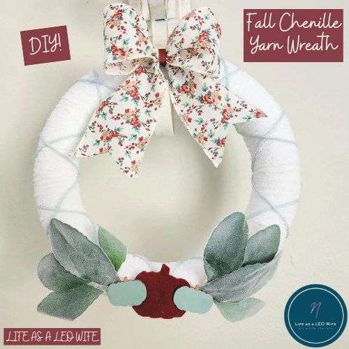 Fall chenille yarn wreath featured image.