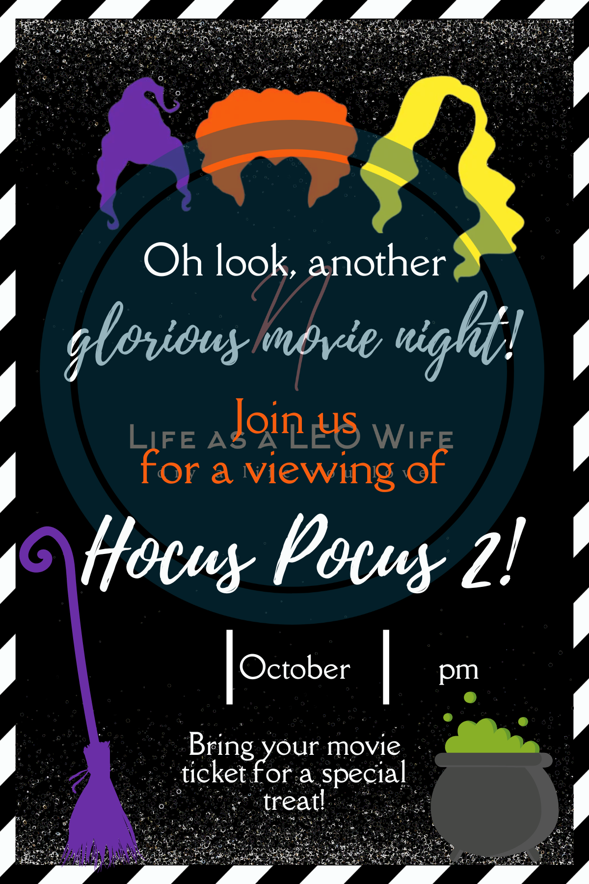 Hocus Pocus movie night invitation preview.