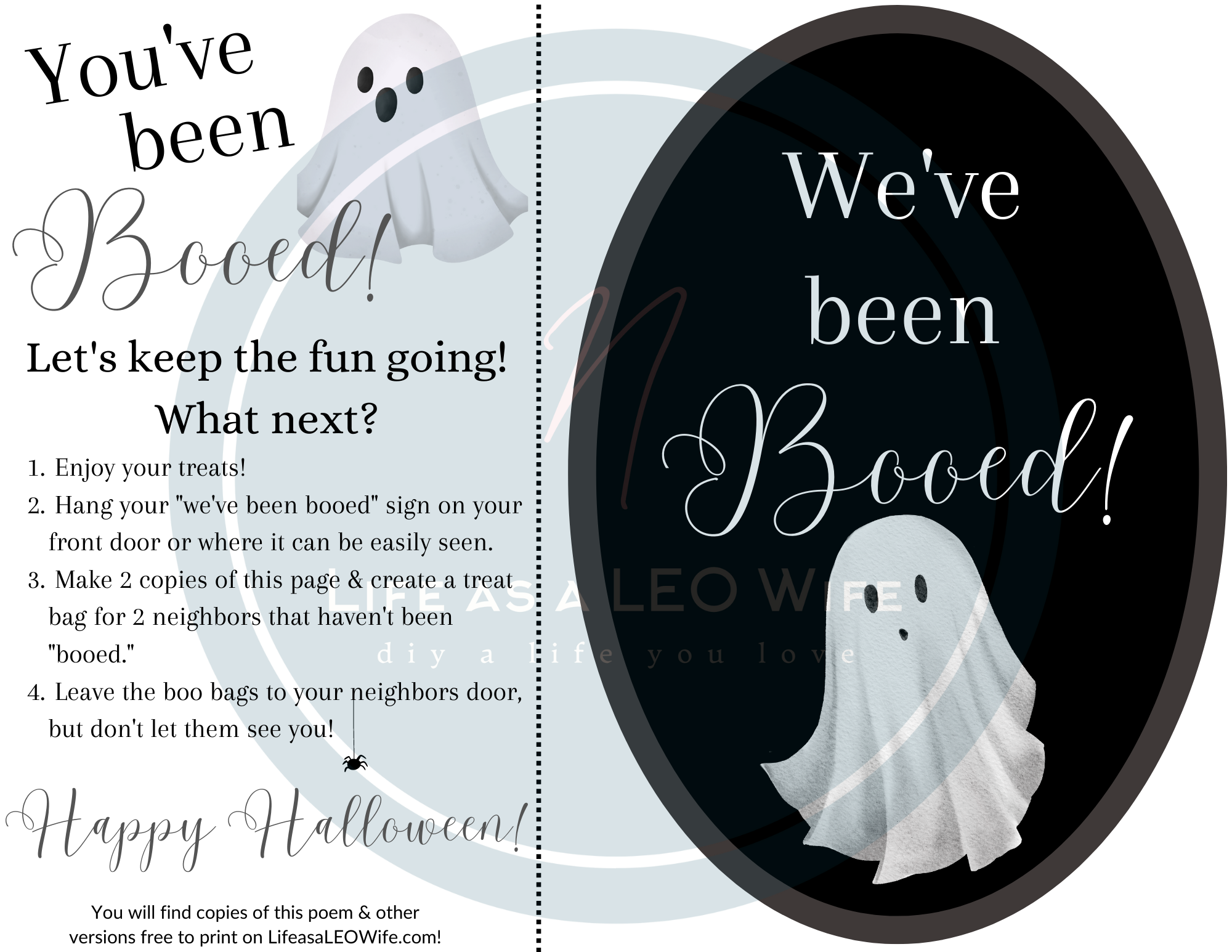 You've been booed classic free printable design preview.