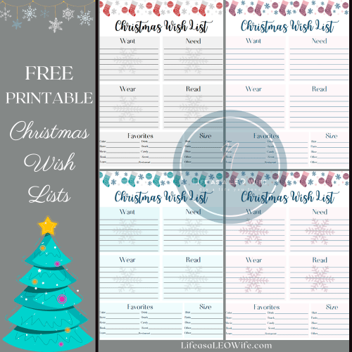 Free Printable Christmas Wish List - Life as a LEO Wife