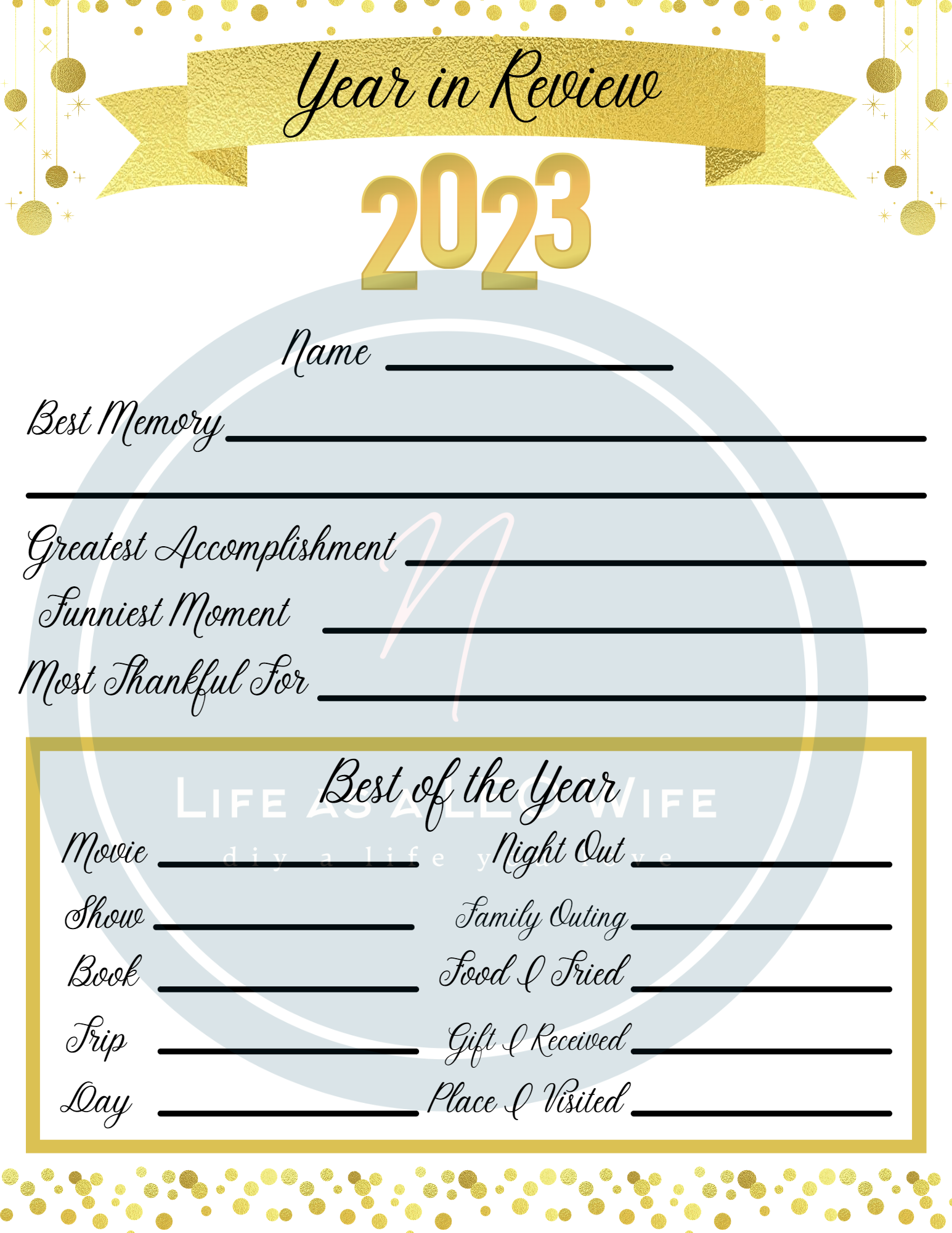 2022 Year in Review printable preview with logo overlay.