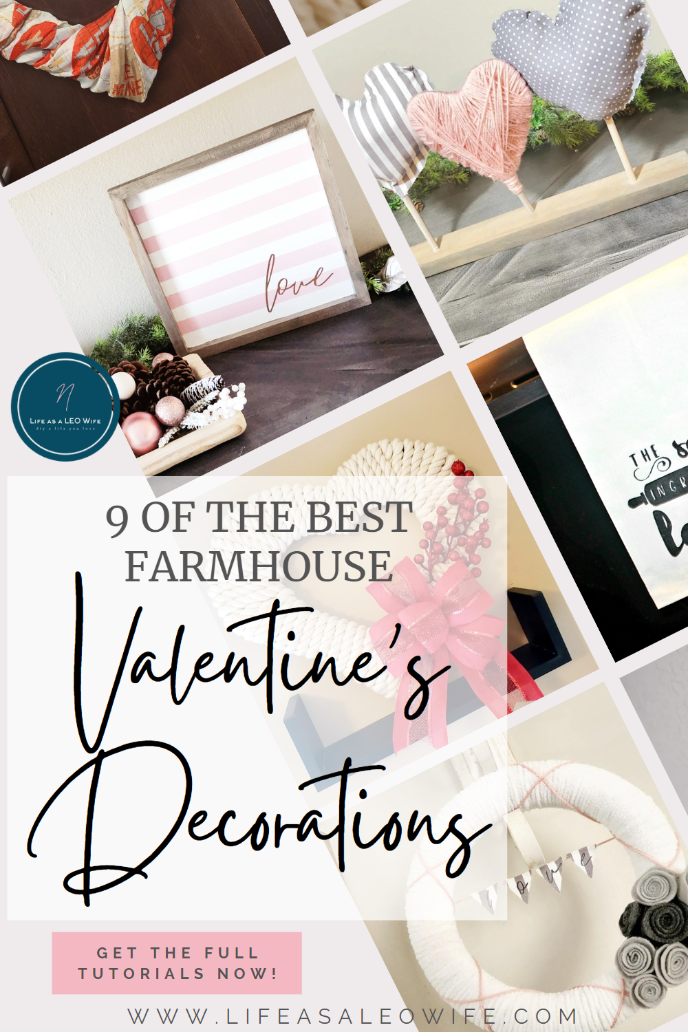 Farmhouse Valentine's decorations roundup Pinterest image