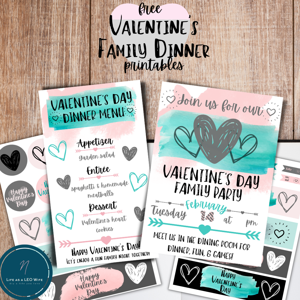 Valentine's dinner printables featured image