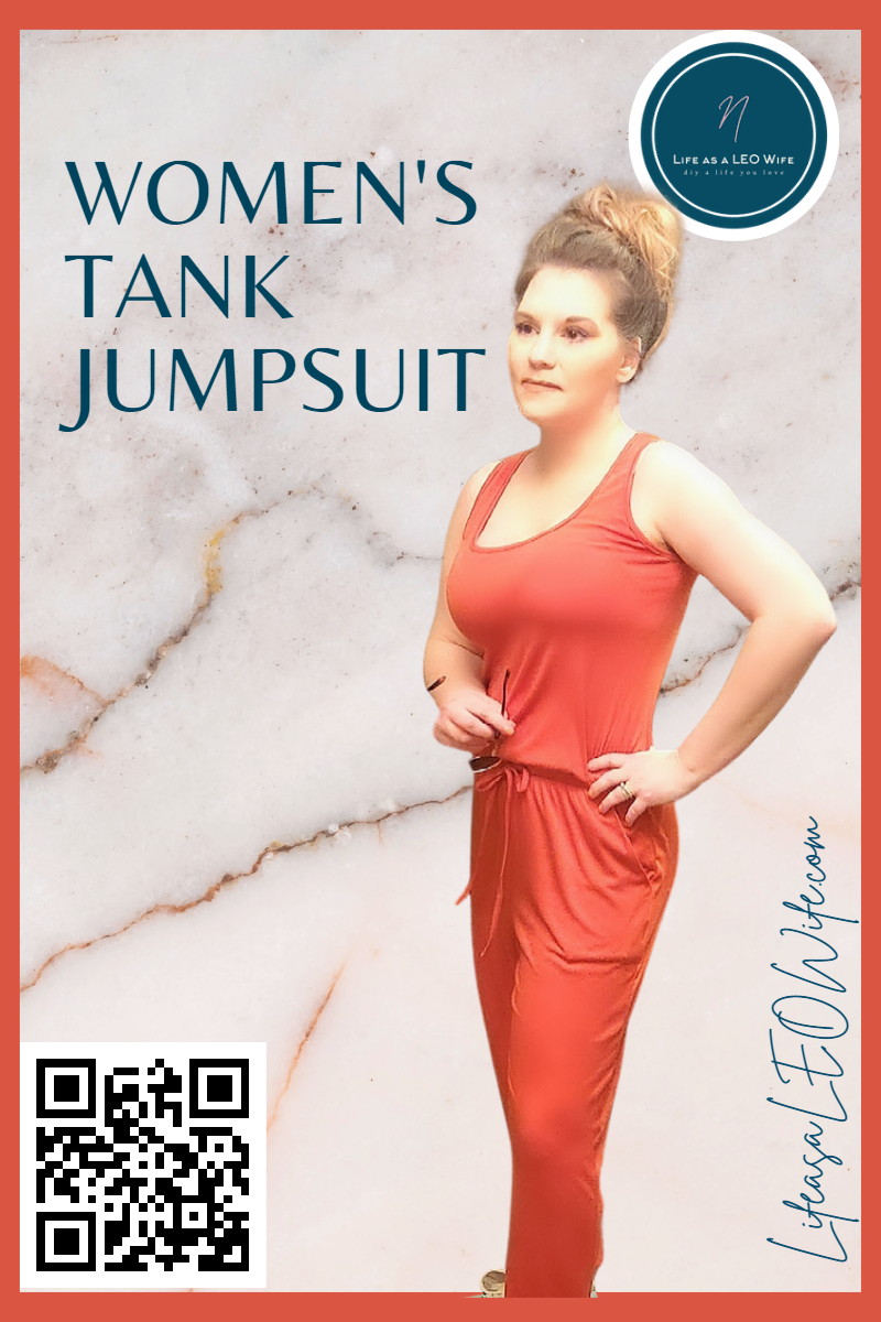 One of the best women's summer jumpsuits from Amazon, a brick red tank top with a tie waist.