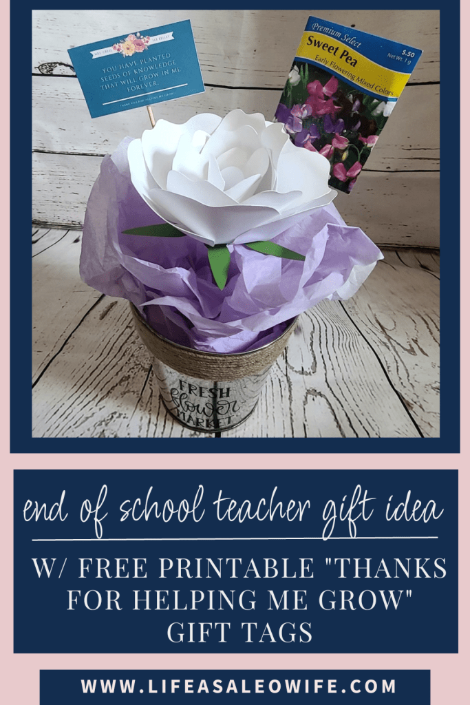 Free printable end of the school year teacher gift tag Pinterest image.
