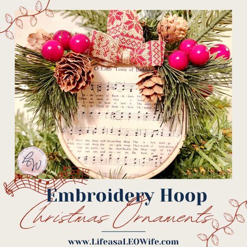 Mini Embroidery Hoop Christmas Music Ornaments