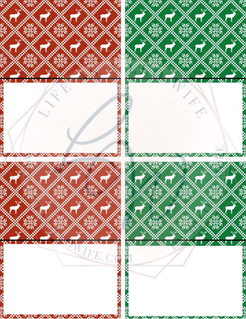 Blank free printable food & drink tent cards for National Lampoon's Christmas Vacation.