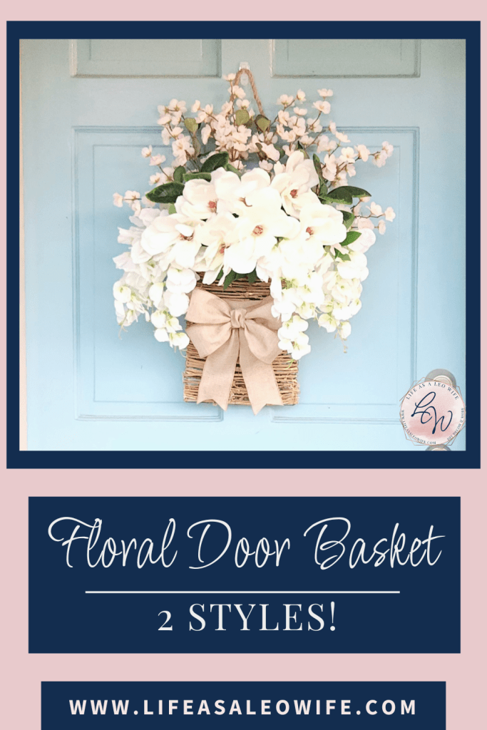 Floral door basket Pinterest image.