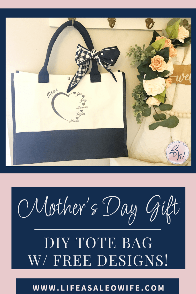 DIY Mother's Day tote bag gift Pinterest image.